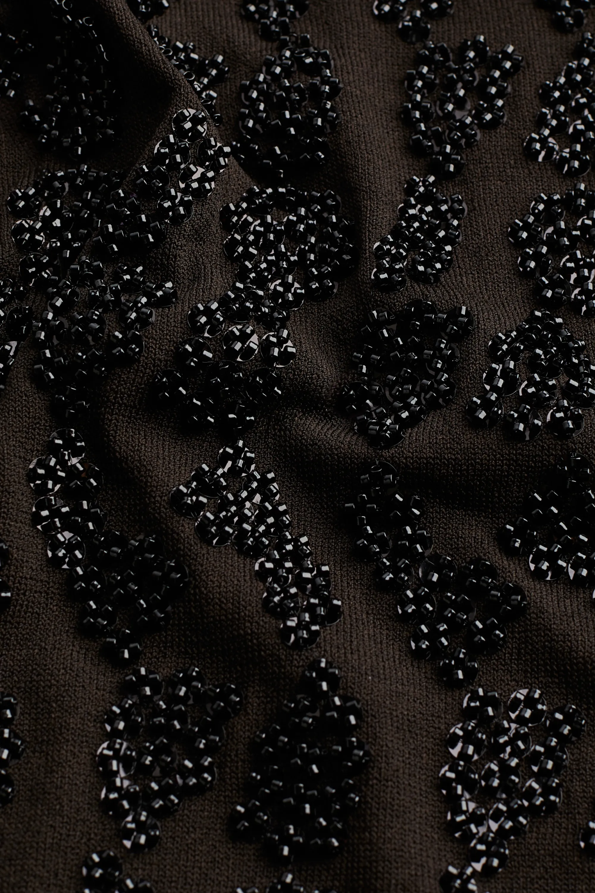 Jupe ornée de perles fantaisie - Marron foncé