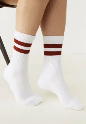 Les chaussettes côtelées - Rayures terracotta — photo 4