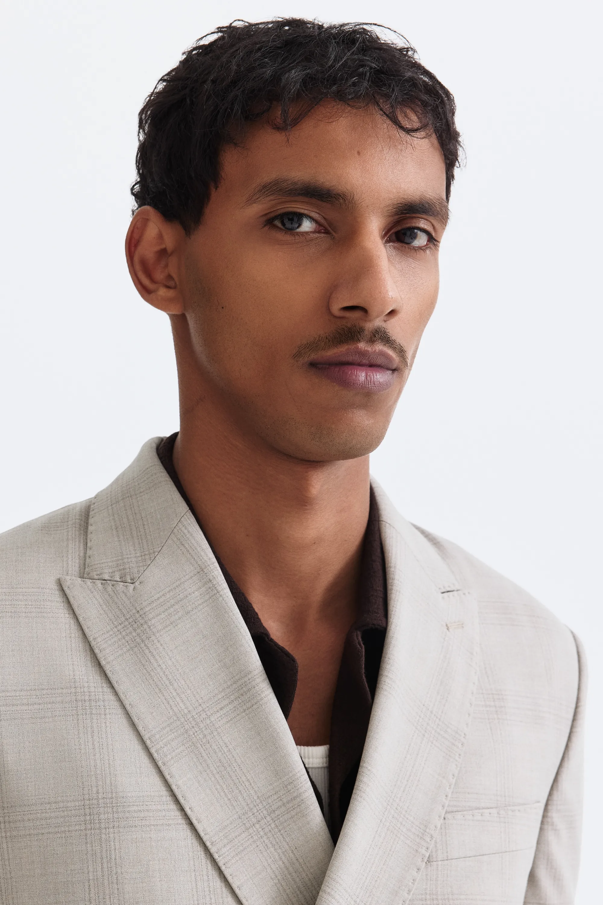 Veste Regular Fit à fermeture croisée - Beige/carreaux