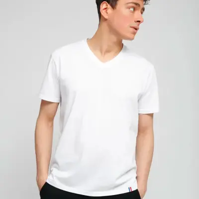 T-shirt Martin col V blanc — photo 2