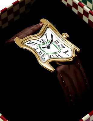 LAPHONT SQUARE MELTING WATCH SMALL GOLD BROWN STRAP — photo 2