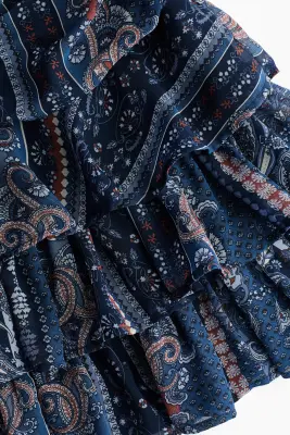 Robe à bretelles fines avec jupe évasée - Bleu foncé/motif — photo 5