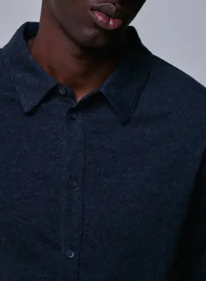 Chemise Noire Chinée Manches Longues en Deluxe Coton — photo 3