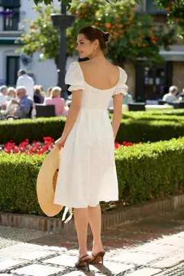 Mira Puffed Sleeve Dress - Multifloral — photo 2