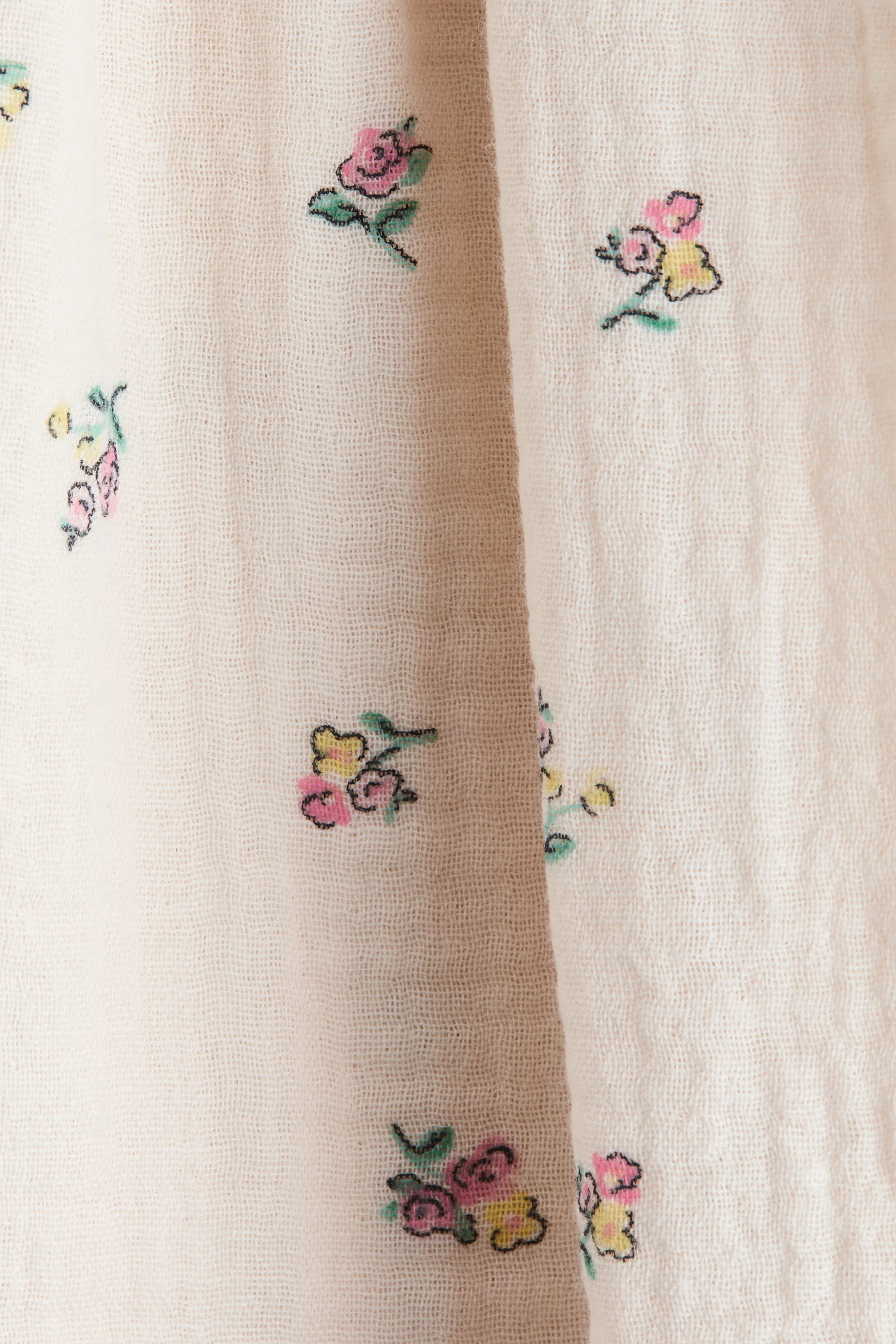 Robe en mousseline de coton - Crème/fleuri