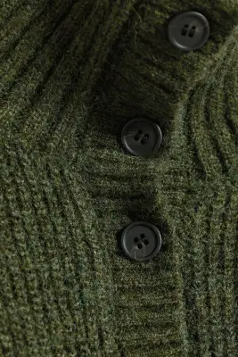 Cardigan boutonné - Vert kaki foncé chiné — photo 5