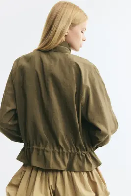 Veste avec col foulard - Vert kaki — photo 3