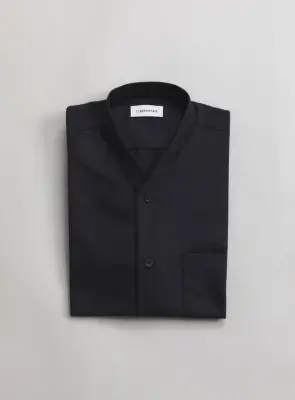 False Collar Shirt in Black Oxford — photo 4