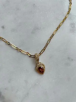 Nouveau ! ROOM SERVICE JEWELRY Pendentif  Charm Coeur Tourmaline Rose — photo 2