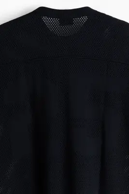 T-shirt boxy Relaxed Fit en maille ajourée - Bleu marine — photo 5