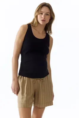 MAMA Short en lin mélangé - Beige/rayé — photo 2