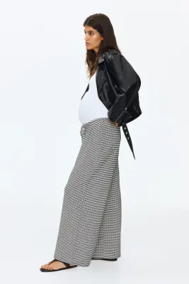 MAMA Pantalon texturé avec cordon de serrage - Noir/carreaux — photo 3
