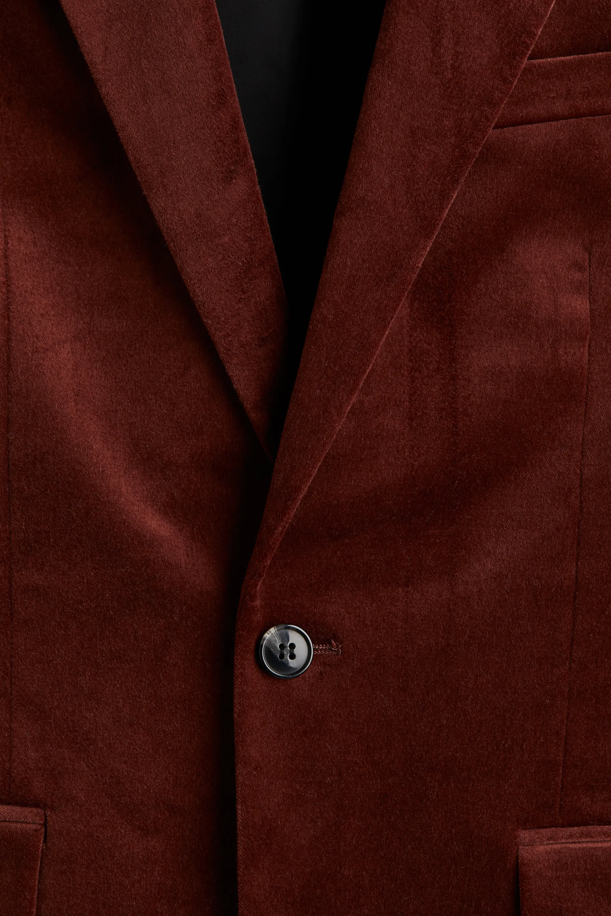 Veste Regular Fit à fermeture droite en velours - Rouge rouille foncé