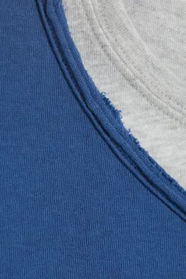 Double layer T-shirt - Bleu + Gris — photo 4