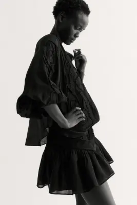 Blouse brodée - Noir — photo 2
