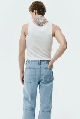 Jean worker Loose Fit - Bleu denim — photo 2