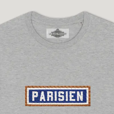 T-SHIRT COTON BIO BRODÉ - PARISIEN - GRIS — photo 2