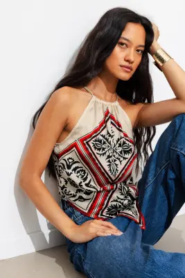Top foulard en satin imprimé — photo 2