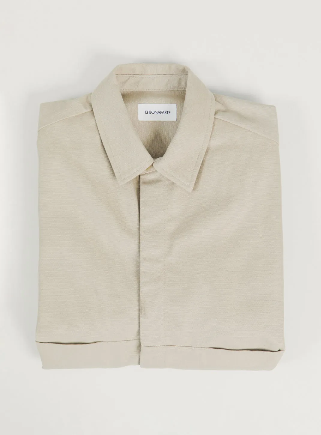 Overshirt with Front Cuts in Ivory Canvas