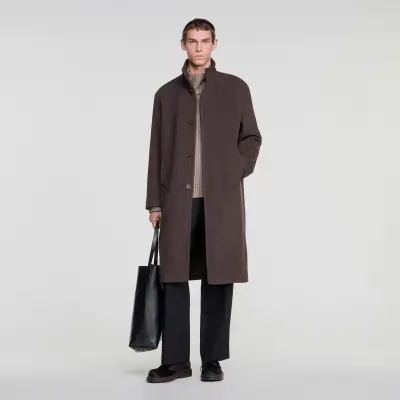 Manteau long en laine et cachemire