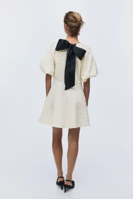 Robe à manches ballon - Crème — photo 3