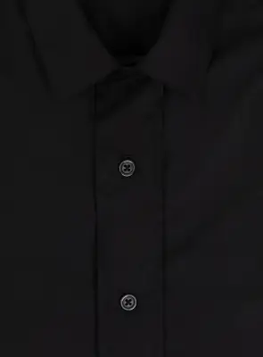 Shirt with Collar Tab in Black Poplin — photo 2