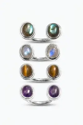 Bague double en pierres naturelles et argent 925 — photo 2