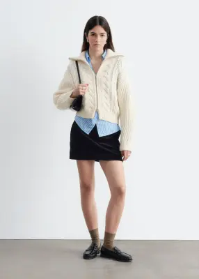 Cardigan en laine à mailles torsadées - Écru — photo 3