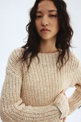 Pull à encolure bateau - Beige clair — photo 1