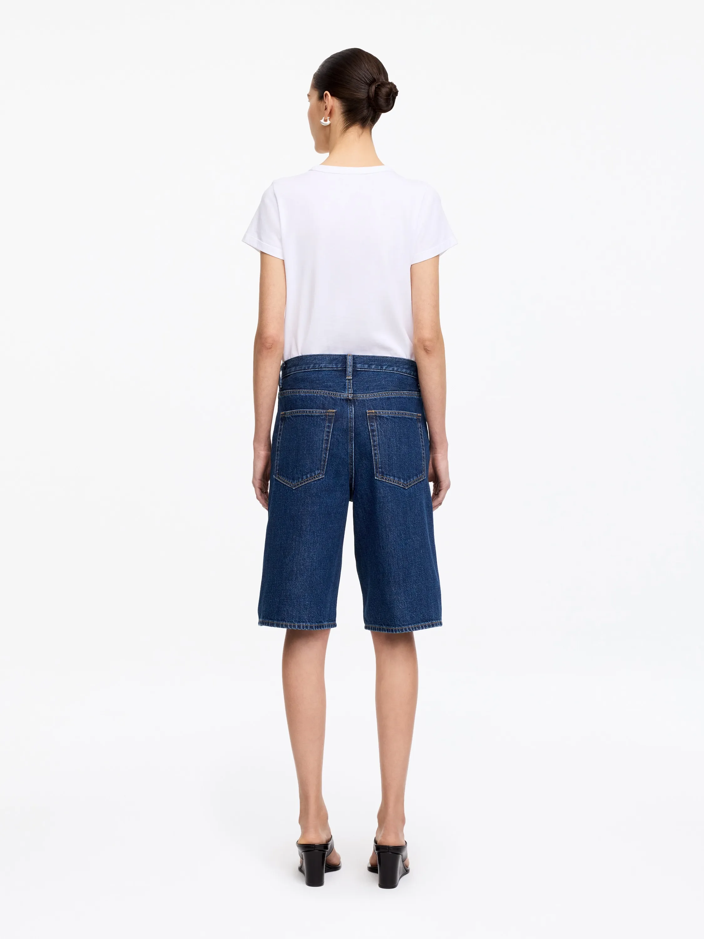 Short long en jean - Bleu foncé