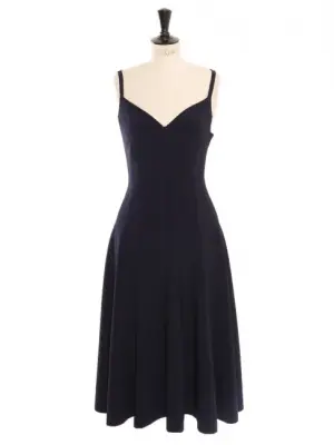 Robe longue décolleté V à fines bretelles en jersey stretch bleu nuit Prix boutique 400€ Taille S/M — photo 1