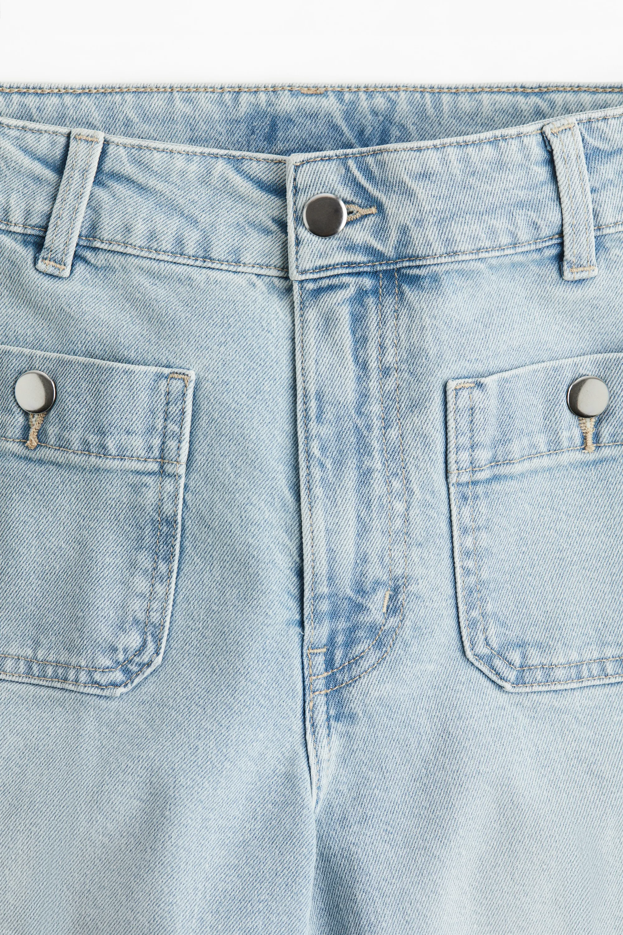 Wide High Ankle Jeans - Bleu denim clair