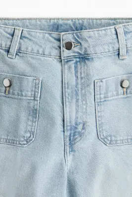 Wide High Ankle Jeans - Bleu denim clair — photo 1