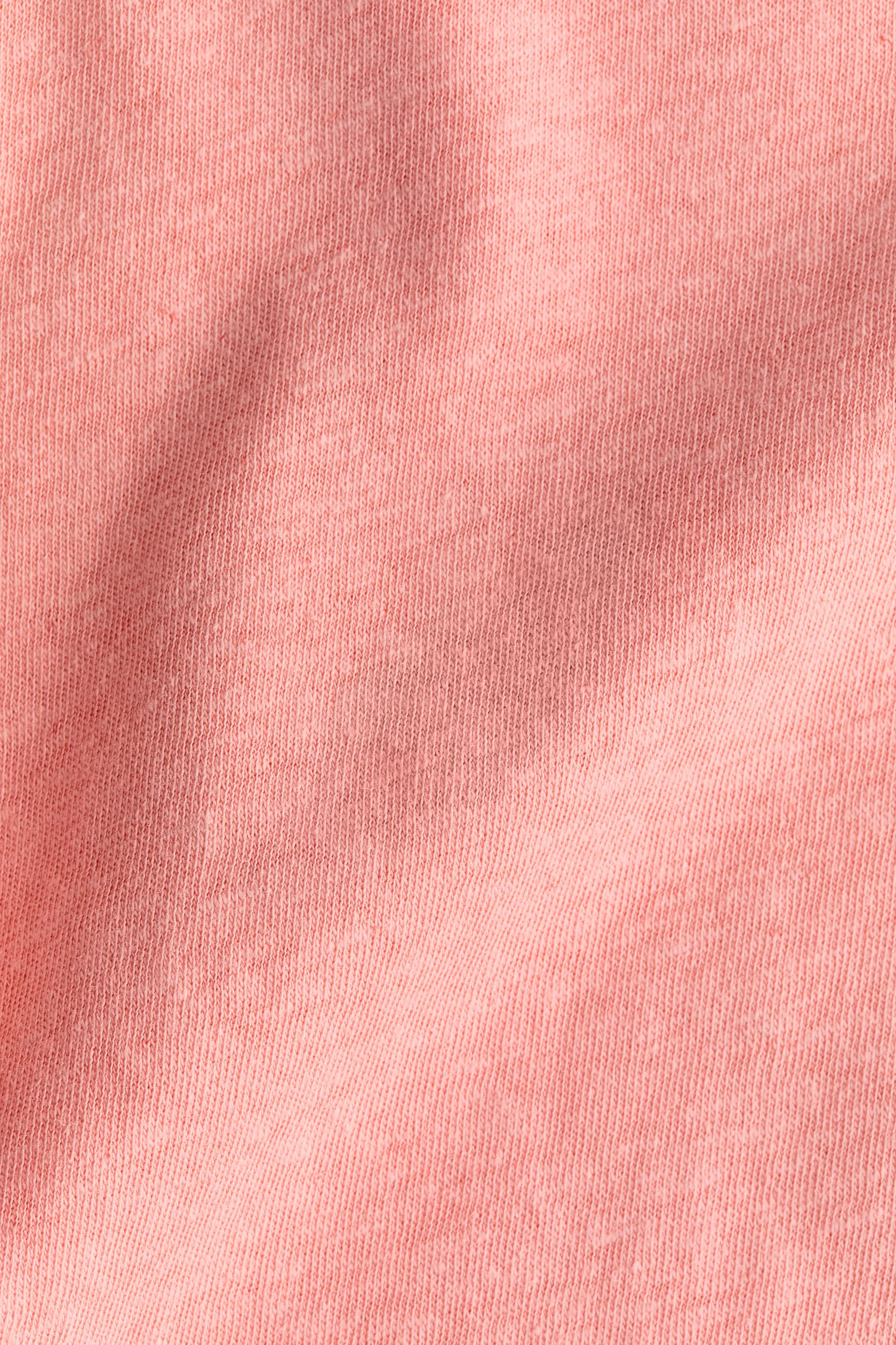 T-shirt en lin mélangé - Rose pêche