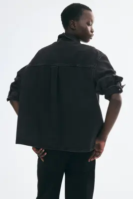 Surchemise en denim de coton - Noir denim — photo 4