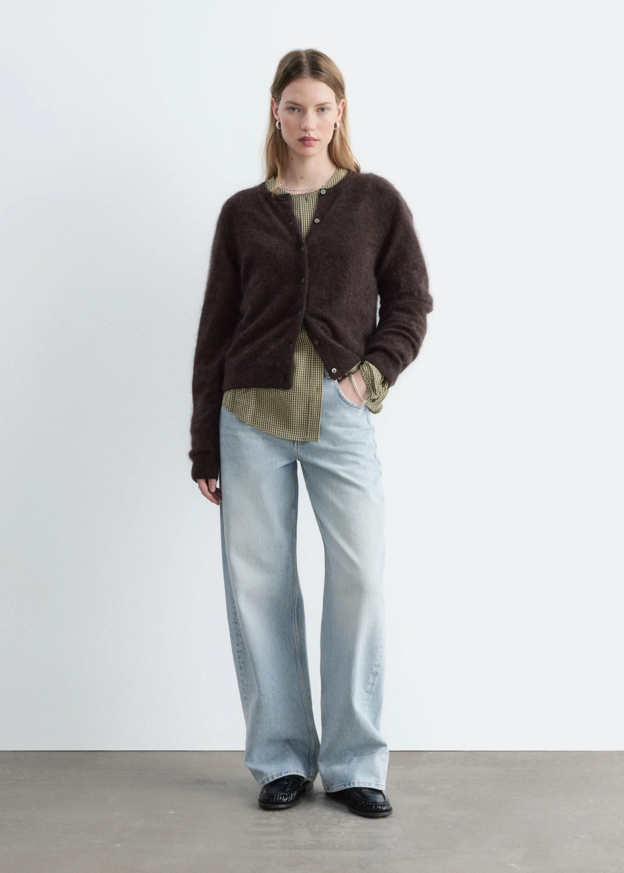 Cardigan en cachemire brossé - Marron foncé