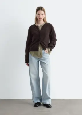 Cardigan en cachemire brossé - Marron foncé — photo 1