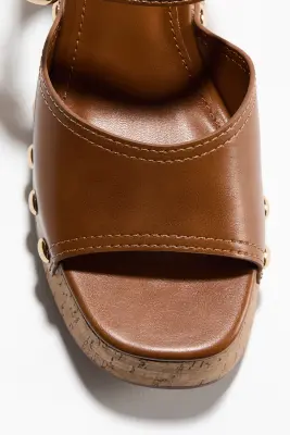 Sandales à talon compensé - Marron — photo 2