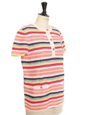 Top manches courtes en maille à rayures multicolor rouge rose jaune vert Prix boutique 1770€ Taille 40 — photo 2