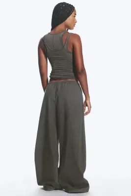 Pantalon à enfiler taille basse en ripstop - Gris foncé — photo 2