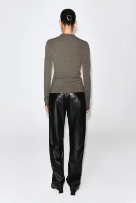 CHEMISE EN LAINE MÉRINOS SANS COUTURES - BRUN CLAIR CHINÉ — photo 4