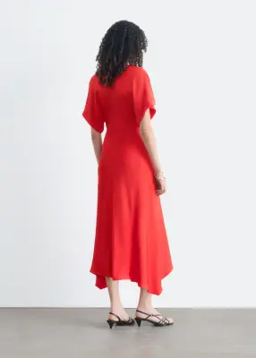 Robe longue à col en V - Rouge — photo 5