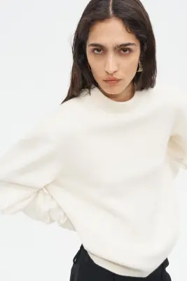 Pull en laine mélangée avec épaulettes - Beige clair — photo 2