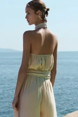 Combi-pantalon dos nu - Beige clair — photo 4