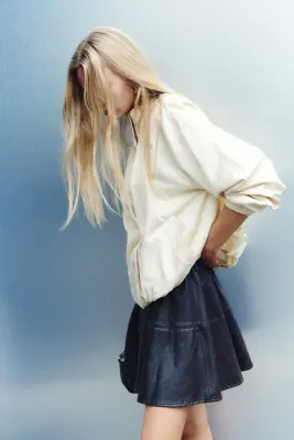Veste à manches ballon avec col entonnoir - Jaune clair — photo 4