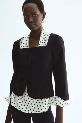 Blazer à encolure carrée - Noir — photo 2