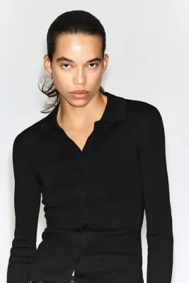 CHEMISE EN LAINE MÉRINOS SANS COUTURES - NOIR — photo 3