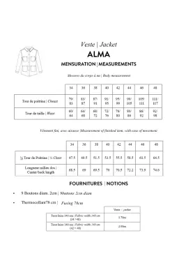 Patron pdf veste femme ALMA