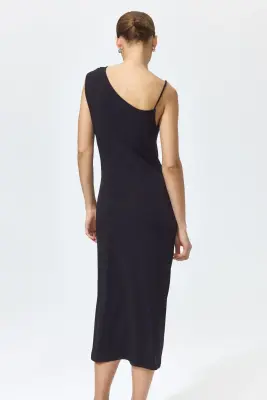 Robe asymétrique en jersey - Noir — photo 3
