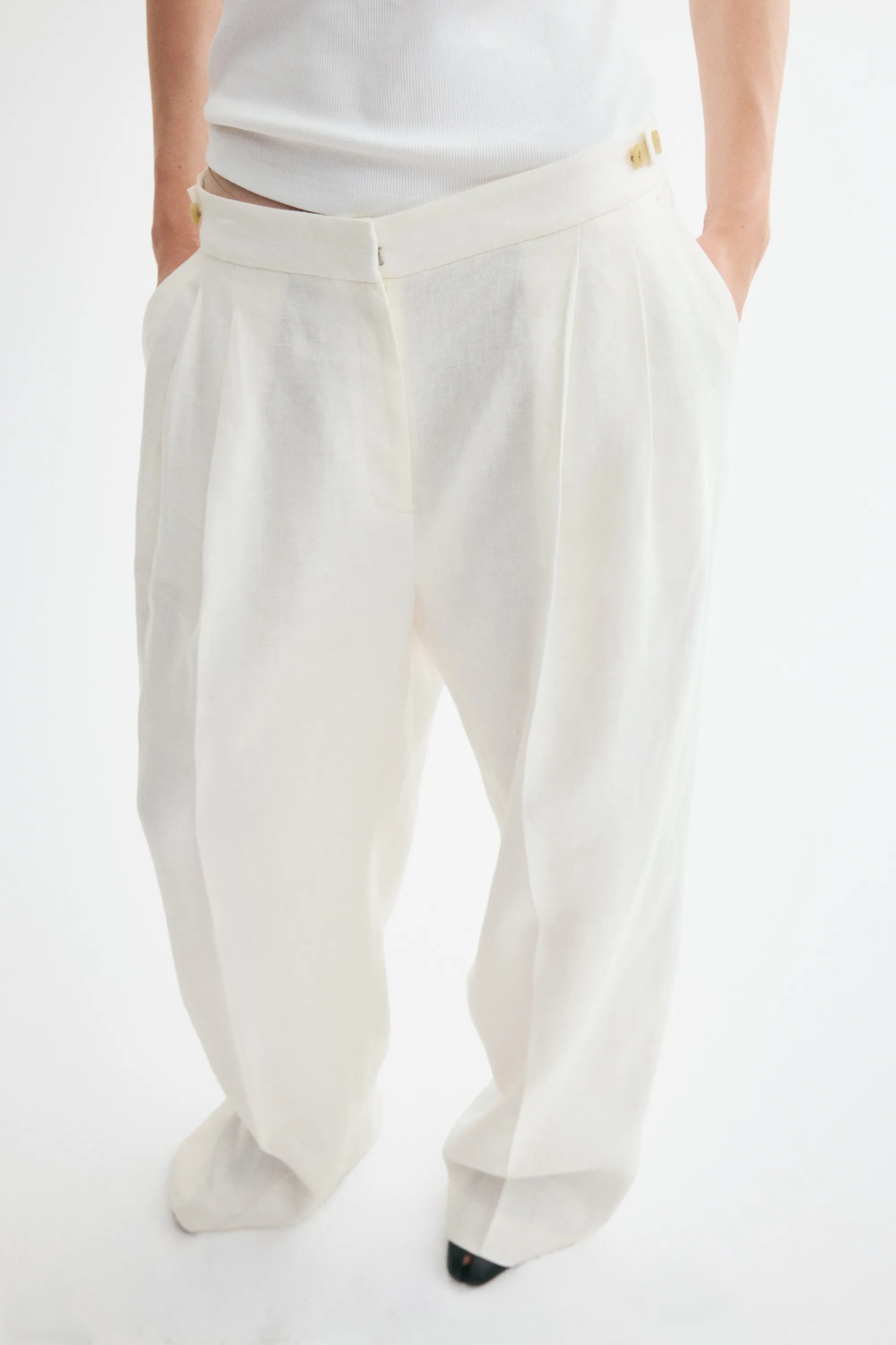 Pantalon chic en lin - Crème